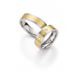 Snubní prsteny kombinace zlato a ocel s brilianty