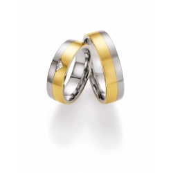 Snubní prsteny kombinace zlato a ocel s brilianty