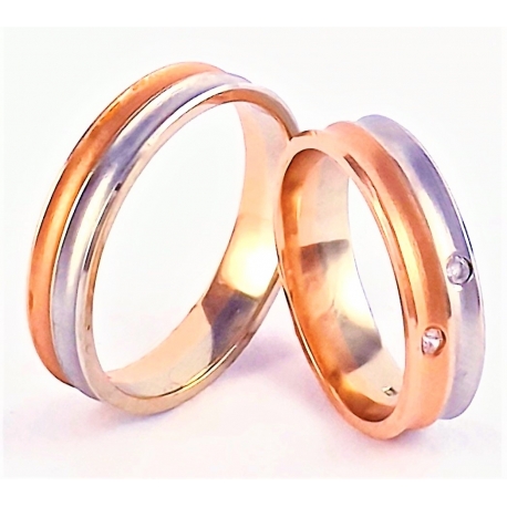 Pár designových zlatých snubních prstenů 53+62