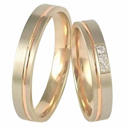 Zlaté snubní prsteny ROMANTIK WHITE /RED vel. 52+62